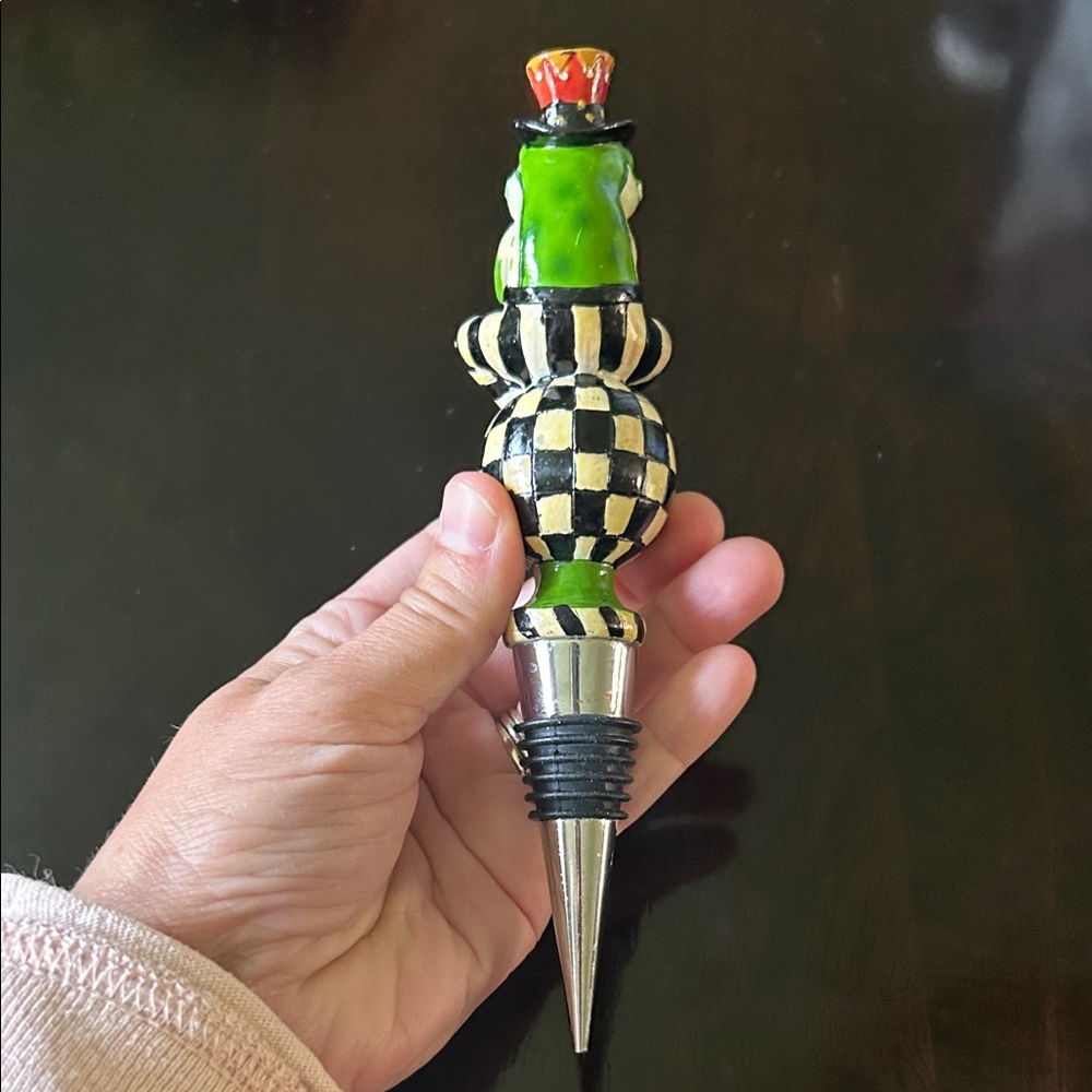 MacKenzie-Childs Frog Bottle Stopper - Green and Black - Picture 2 of 2